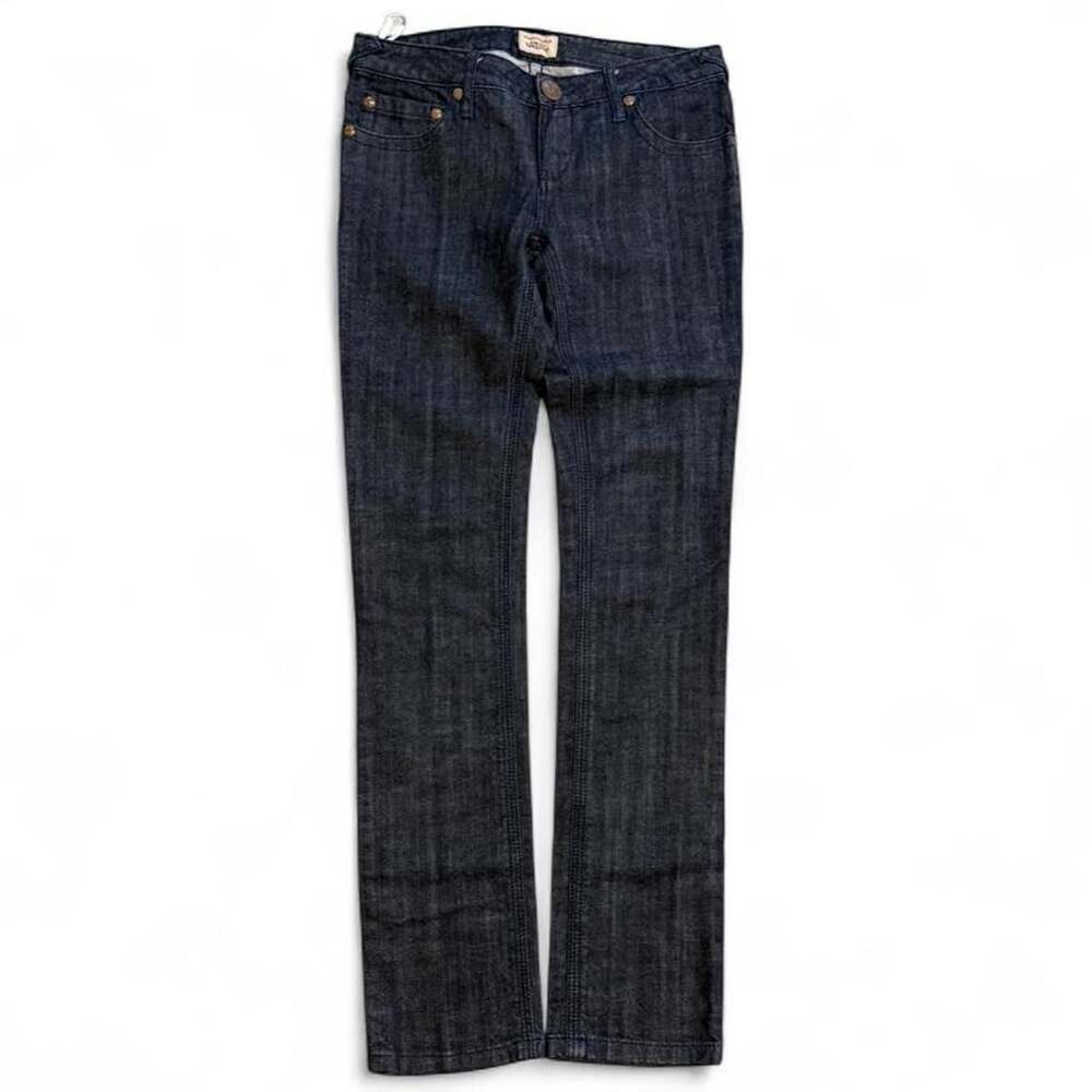 Free People Straight Leg Denim Jeans Size 27 Dark Wash Raw Indigo